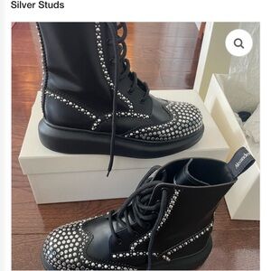 🥾 Alexander McQueen Black Boots with Silver Studs